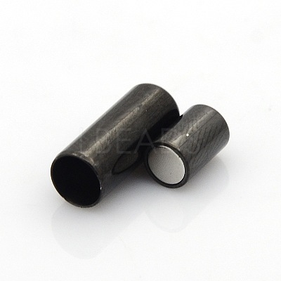 304 Stainless Steel Smooth Surface Magnetic Clasps with Glue-in Ends Fit 5mm Cords STAS-O042-B-15-1