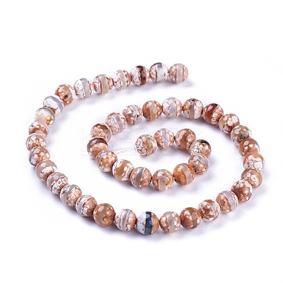 Tibetan Style Striped Pattern dZi Beads X-TDZI-G002-8mm-10-1