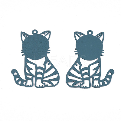 430 Stainless Steel Kitten Pendants STAS-S108-18A-1