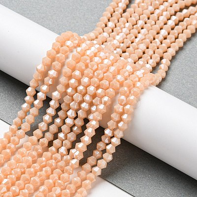 Opaque Solid Color Electroplate Glass Beads Strands GLAA-F029-P4mm-C06-1