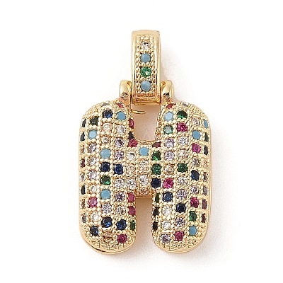 Brass Micro Pave Cubic Zirconia Pendants ZIRC-P121-01G-H-1