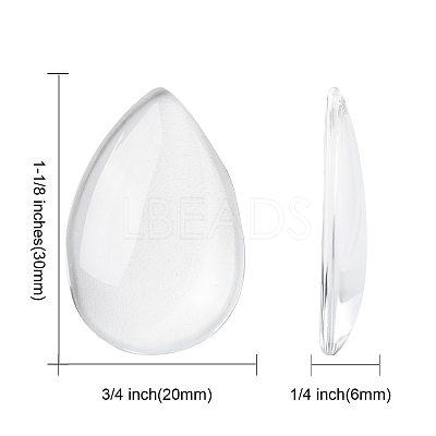 Transparent Teardrop Glass Cabochons GGLA-R024-30x20-1