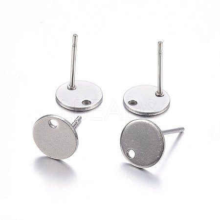 Non-Tarnish 201 Stainless Steel Flat Plate Stud Earring Findings STAS-P210-48P-01-1