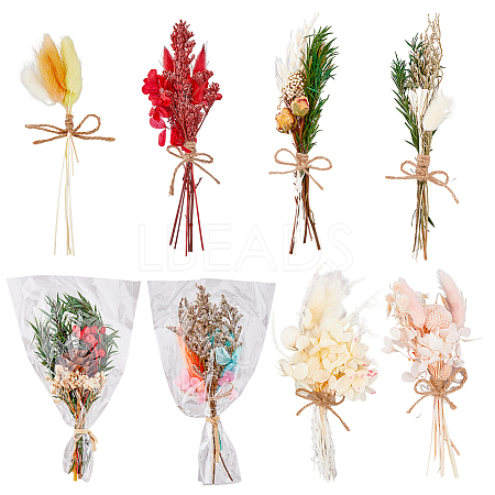 HOBBIESAY 8Pcs 8 Style Mini Dried Flower Bouquet AJEW-HY0001-33-1