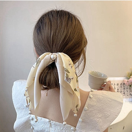 Flower Pattern Polyester Elastic Hair Accessories OHAR-PW0007-16D-1