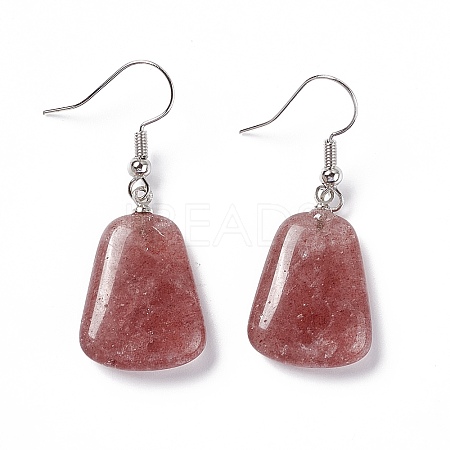Natural Strawberry Quartz  Trapezoid Dangle Earrings EJEW-D188-02P-10-1