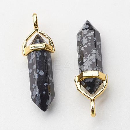 Natural Snowflake Obsidian Pointed Pendants G-G902-A05-1