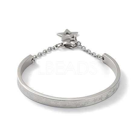 Tarnish Resistant 304 Stainless Steel Star Bangles with Charms BJEW-F464-17P-1