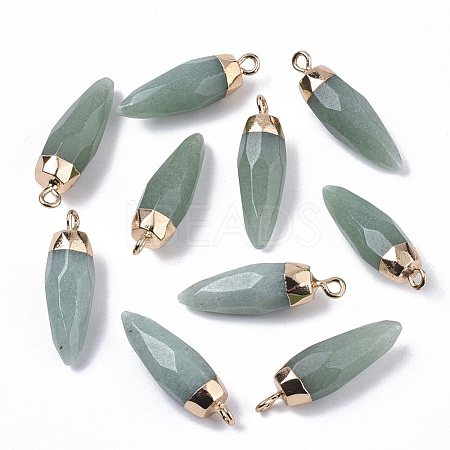 Top Golden Plated Natural Aventurine Pointed Pendants G-S359-078B-1