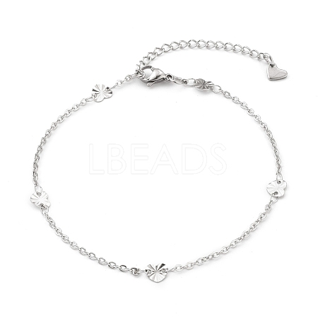304 Stainless Steel Cable Chain Anklets AJEW-H104-09P-1