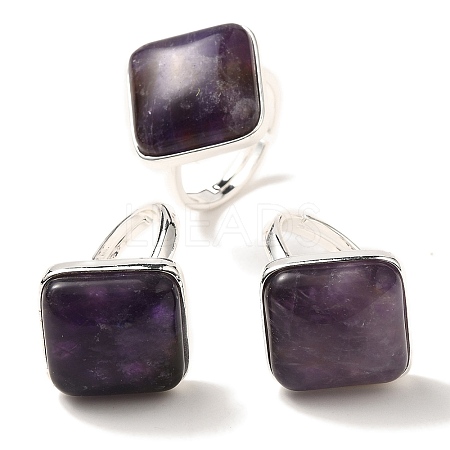 Natural Amethyst Adjustable Rings RJEW-H240-01S-08-1