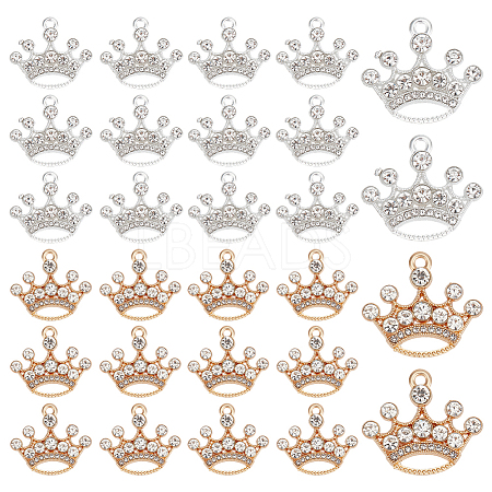 32Pcs 2 Colors Alloy Rhinestone Pendants FIND-ME0002-01-1