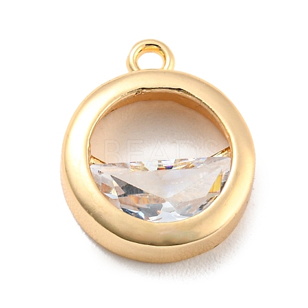 Brass Pave Clear Cubic Zirconia  Charms KK-Q801-02G-1
