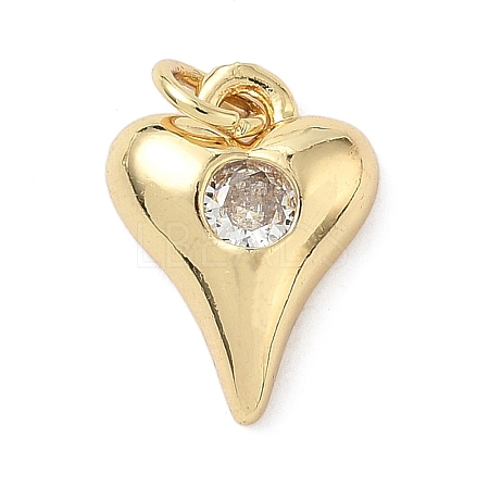 Brass Cubic Zirconia Heart Charms KK-K368-47G-1