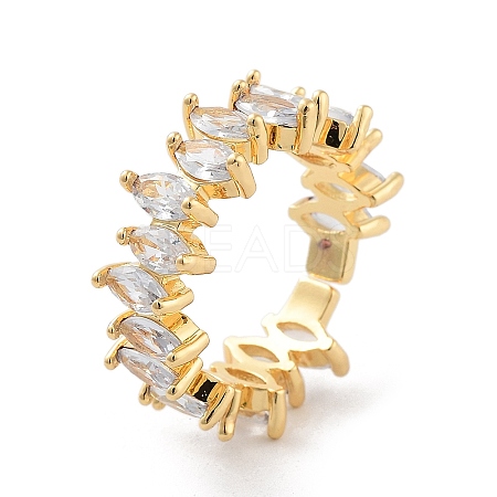 Brass with Cubic Zirconia Open Cuff Rings RJEW-B053-05-1