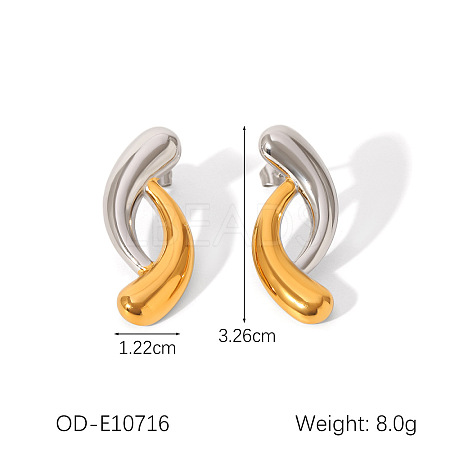 Two Tone 304 Stainless Steel Stud Earrings WGC9B6D-01-1