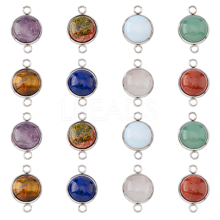 Unicraftale 16Pcs 8 Styles Natural & Synthetic Mixed Gemstone Connector Charms G-UN0001-25-1