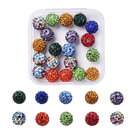 20Pcs Pave Disco Ball Beads RB-YW0001-01-1