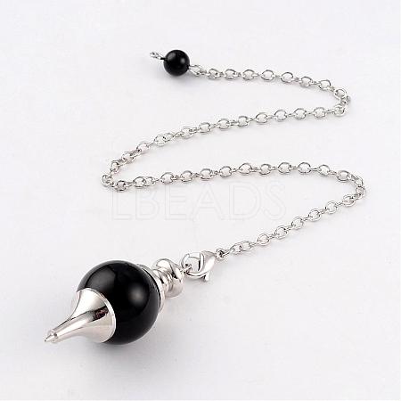 Natural Obsidian Sphere Dowsing Pendulums BJEW-E292-A04-1