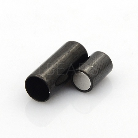 304 Stainless Steel Smooth Surface Magnetic Clasps with Glue-in Ends Fit 5mm Cords STAS-O042-B-15-1