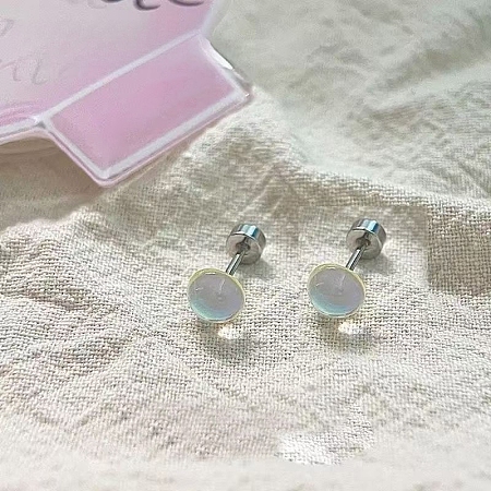 316L Surgical Stainless Steel & Glass Stud Earrings WGE1D71-03-1