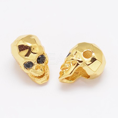 Eco-Friendly Brass Micro Pave Cubic Zirconia Beads X-ZIRC-P017-11G-NR-1