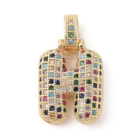 Brass Micro Pave Cubic Zirconia Pendants ZIRC-P121-01G-H-1