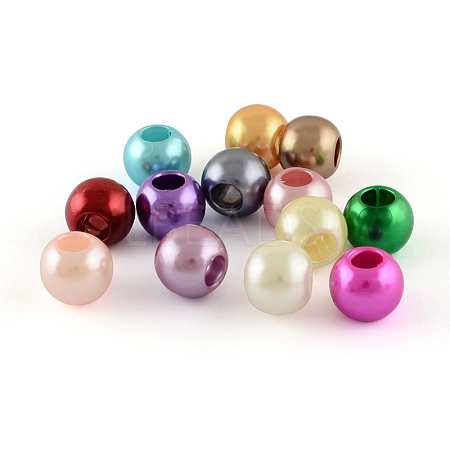 ABS Plastic Imitation Pearl European Beads X-MACR-R530-12mm-M-1