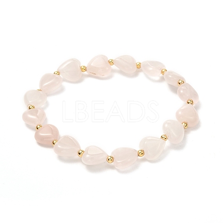 Heart Beads Stretch Bracelet for Girl Women BJEW-JB06938-01-1