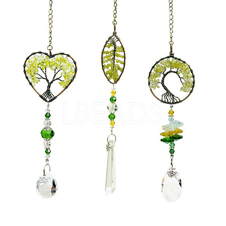Glass Teardrop/Cone Pendant Decorations TREE-PW0003-08-1