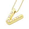Brass & Plastic Pearl Letter Pendant Box Chain Necklaces for Women NJEW-U017-01G-22-2