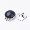 Natural Dyed & Heated Black Agate Box Clasps G-E427-14P-3