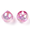 UV Plating Rainbow Iridescent Acrylic Beads OACR-G012-04A-2