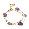 Nuggets Natural Amethyst & Imitation Pearl Multi-Strand Bracelets BJEW-P326-02A-G-1