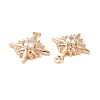 Brass Micro Pave Clear Cubic Zirconia Charms X-KK-G418-09G-3