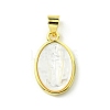 Rack Plating Brass Pave Natural Shell Pendants KK-A204-01A-04G-1