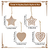 Gorgecraft 2 Sets 2 Style Christmas Theme Wood Pendants Decoration HJEW-GF0001-39B-2