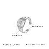 304 Stainless Steel Rhinestone Cuff Open Rings for Women FN8845-2-3
