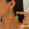 Bohemian Vintage Alloy Synthetic Turquoise Hoop Earrings CX1929-3