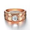 Real Rose Gold Plated Brass Cubic Zirconia Wide Band Rings For Men RJEW-BB06407-10RG-3
