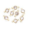 Brass Clear Cubic Zirconia Connector Charms KK-T070-07C-A-1