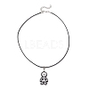 MIYUKI Delica Beads Beaded Halloween Skull Pendant Waxed Cotton Cord Necklaces for Women NJEW-MZ00111-4