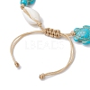 Natural Shell & Synthetic Turquoise Braided Bead Bracelets AJEW-AN00562-02-4