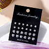 12 Pairs 6 Sizes Brass with Clear Cubic Zirconia Stud Earrings Sets PW-WG99341-01-1