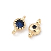 Brass Cubic Zirconia Flat Round Connector Charms KK-H204-02KCG-03-2