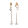 Double Shell Pearl Dangle Stud Earrings EJEW-TA00070-2