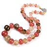 Tigerskin Glass Rondelle Graduated Beaded Necklaces for Women Men NJEW-K388-02P-1