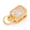 Real 18K Gold Plated Brass Inlaid Cubic Zirconia Charms X-ZIRC-L100-075G-03-4