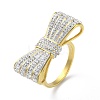 Ion Plating(IP) 304 Stainless Steel Rhinestone Wide Band Rings for Women RJEW-P095-01G-1