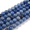 Round Dyed & Heated Natural Blue Aventurine Beads Strands G-R254-10mm-3